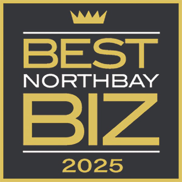 Best NorthBay Biz 2025 award logo with a gold crown on a dark background.