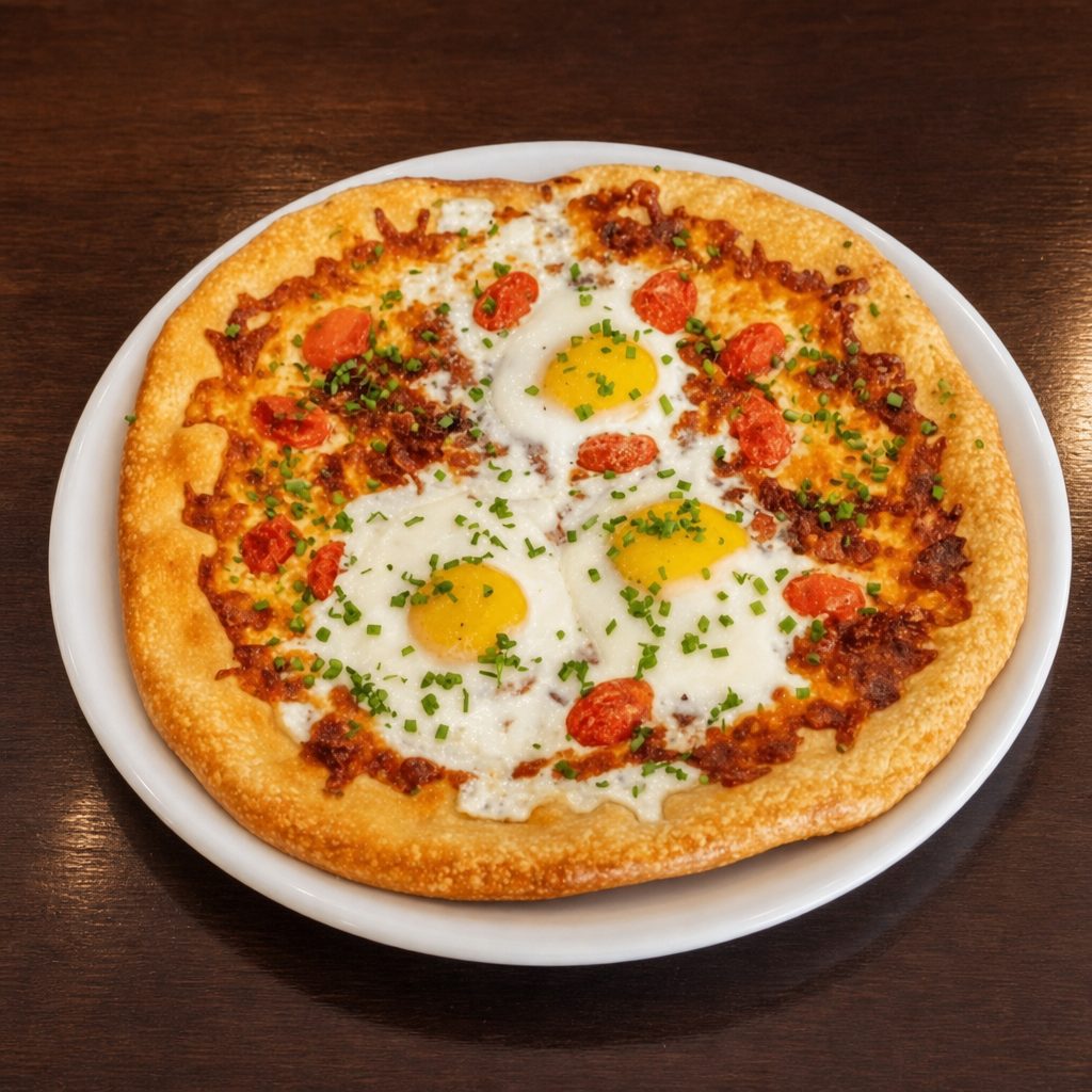 Sunny Side Sausage Delight Pizza.