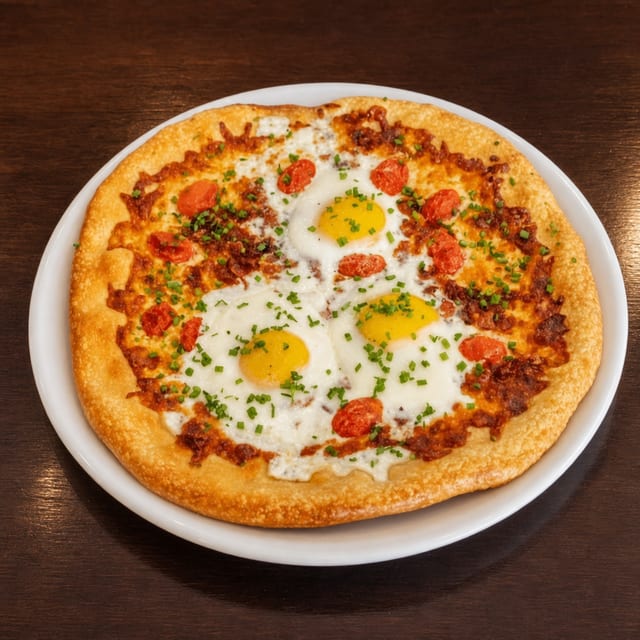 Sunny Side Sausage Delight Pizza.