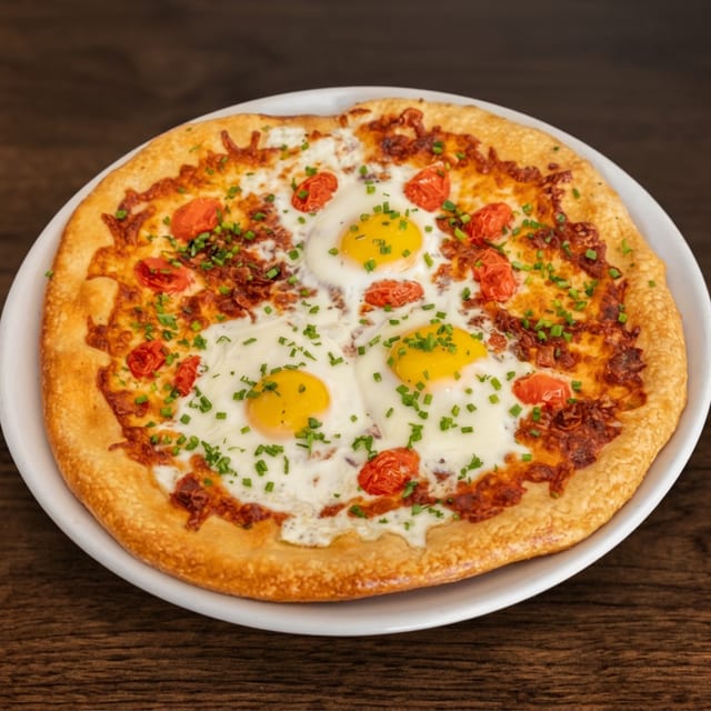 Sunny Side Sausage Delight Pizza.