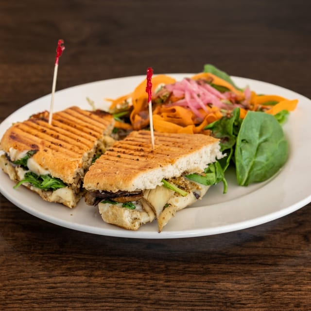 Veggie Muffuletta Panini Sandwich.